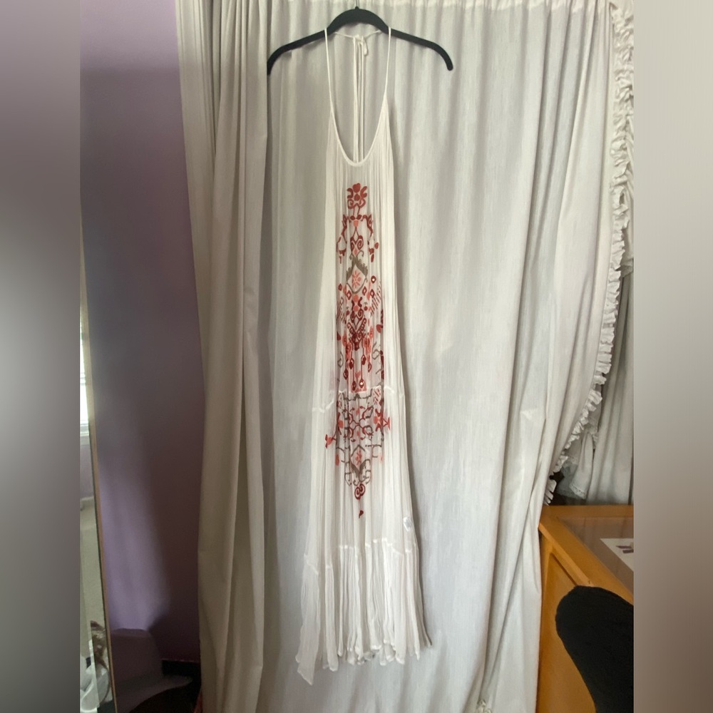 Free People Embroiled white Translucent Maxi Dress Size Woman’s Small